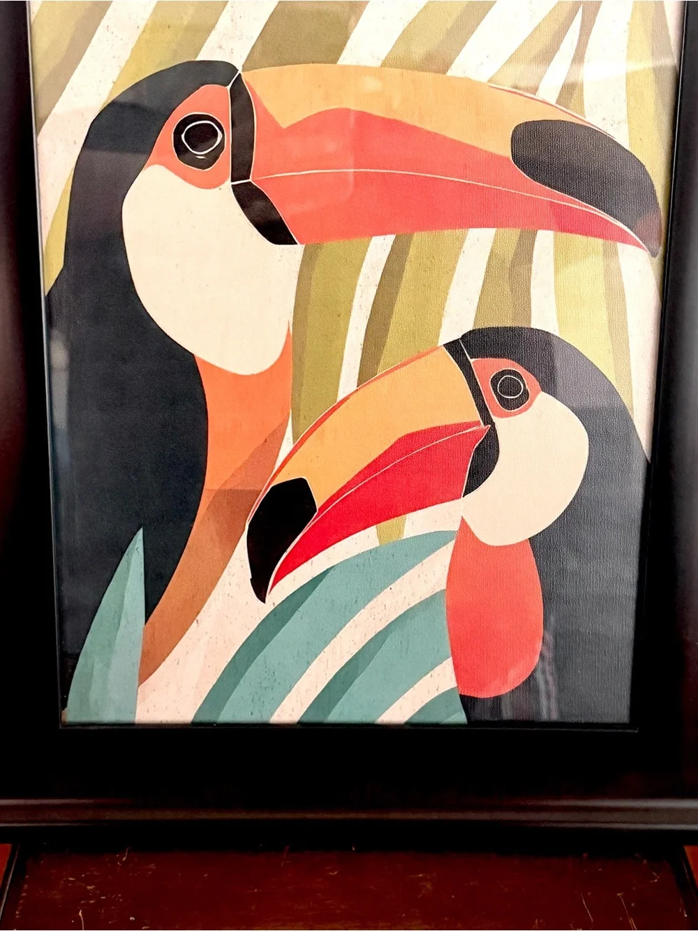Tropical Toucan Bird Vintage Style Canvas Art Print Framed Wall Hanging Art